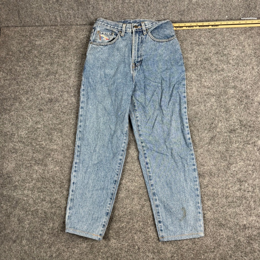Faconnable Jeans Womens Size 4 Light Wash Blue Cotton Straight Leg Denim Stain